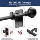ENJOYBASICS No Drill Curtain Rods for Window 28 to 60 Inches, 5/8 Inch Diameter Renter Friendly Drapery Rod with Adhesive Brackets without Drilling, Adjustable from 27 to 65 Inches, Black