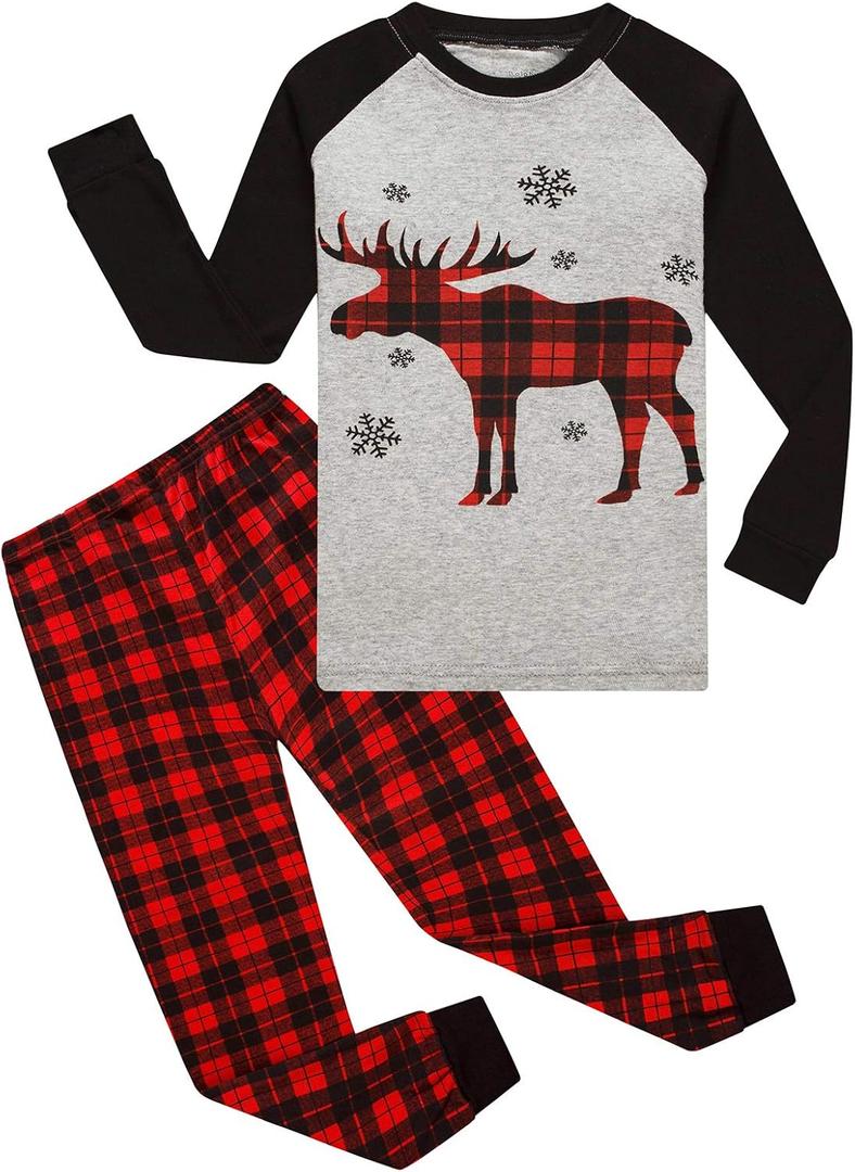 Dolphin&Fish Boys Christmas Pajamas Kids Sleepwear Long Sleeve Sets Toddler Cotton Clothes Size 14 Gray