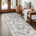 Hallway 2x5 Runner Rug - Vintage Non-Slip Long Rugs for Entryway Low-Pile Washable Medallion Runner Rugs for Hallway Waterproof Traditional Runner Rugs Indoor Thin Rug for Kitchen (Grey)