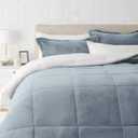 Amazon Basics 3-Piece Micromink Sherpa Bedding Set, Ultra-Soft Down Alternative Comforter, Warm All Season, King, Tide Pool Blue