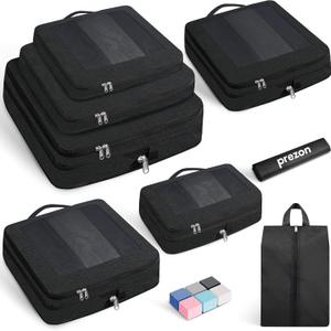 8 Set Compression Packing Cubes for Travel, Lightweight Vacation Travel Essentials, Travel Accessories for Suitcase Organizer Bags Set, Durable Luggage Organizer