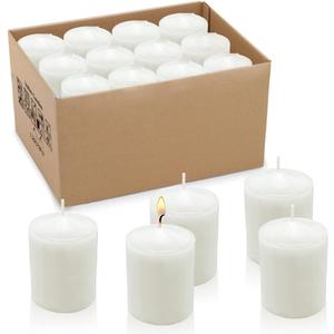 2.0 Inch White Votive Candles, Unscented Wax 12 Hour 1.5'' Diameter Candles for Wedding, Party & Home, 24 Packs