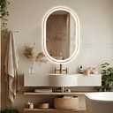 32"x20" Oval LED Bathroom Mirror, Oval Lighted Vanity Bathroom Mirror with Gold Frame Anti Fog Smart Mirror with 3 Colors Dimmable for Makeup, Frontlit, Waterproof Horizontal/Vertical