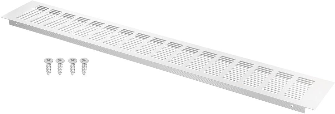 28 x 4 Inch Door Air Vent Cover, 1 Set Heavy Duty Aluminum Grille Ventilation Cover Louvered with 4 Mounting Screws for Cabinet Wardrobe Door, Grey