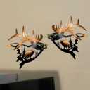 WIBOTA 2Pcs Rustic Metal Elk Wall Art Decor Cabin Hunting Decor Deer Hanging Art Moose Wildlife Pictures In Western Home Bedroom Farmhouse Garden Outdoor Vintage Flying Animal Artwork Handcraft Gifts