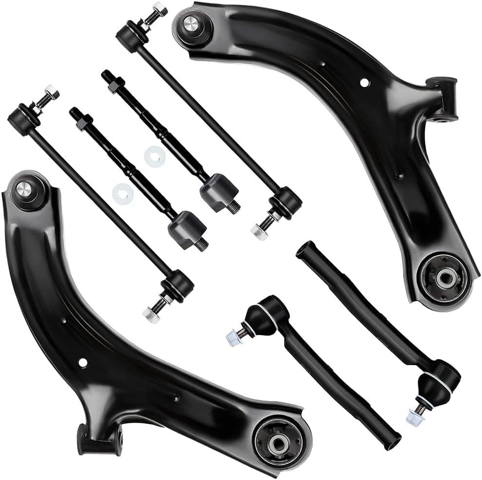 SCITOO 8pcs Front Lower Control Arm Ball Joint Tie Rod End Suspension Kit Fit 2009-2013 For Nissan Cube 2007-2012 For Nissan Versa Sway Bar End Link K620566 K620567