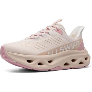 ALLSWIFIT Women's Hands Free Slip On Walking Shoes Non Slip Comfort Workout Gym Athletic Casual Breathable Running Tennis MoveSlide Fashion Sneakers, Size 8, Light Pink, AWUMRS2506