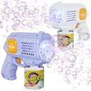 2 Packs Bubble Gun for Kids Automatic bubbele Maker with 10 Holes/Lighting/10000+Bubbles/Min Portable Bubble Machine with Bubble Solution Best Toy Gifts for Birthday/Party/Wedding (White and Purple)