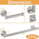 TocTen Bathroom Hardware Set, Thick Stainless Steel Bath Towel Bar Set Including Towel Rack for Bathroom+Toilet Paper Holder+3 Robe Towel Hooks Wall Mount Bathroom Accessory Set(16IN,Brushed Nickel)