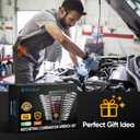 TICONN 12PCS Ratcheting Wrench Set, Professional Slim Profile Mechanic Cr-V Ratchet Wrench Set with Organizer Rack (12PCS Inch (SAE))