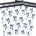 RUSPEPA 100 Pcs Black Bow Poly Mailer, Cute Bowknot Waterproof Shipping Mailers, Heavy Duty Self Adhesive Shipping Bags for Large Mailing Envelopes Bulk Tear Resistant Packaging, 10 x 13 Inches