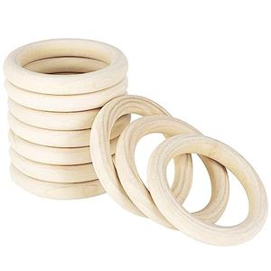 6 Inch Wooden Rings for Craft, 10Pack 150mm Diameter Unfinished Solid Wood Rings for Crafts, Smooth Sureface Nature Wooden Rings for Macrame Craft, Pendant Connectors and Jewelry Making