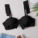 ZAFUL Women Push Up Bandeau Bikini Top Strapless Swimsuit Solid Twist Front Bathing Suits Tube Top (Black, M)