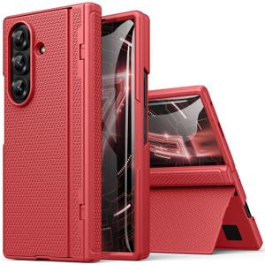 BXYJY for Samsung Galaxy Z Fold 7 Case with Stand, Front Screen Protector, Hinge Protection, Slim & Rugged, Full Body Hard Cover, Drop Protective Phone Case for Samsung Z Fold 7 5g 2025, Vermilion Red