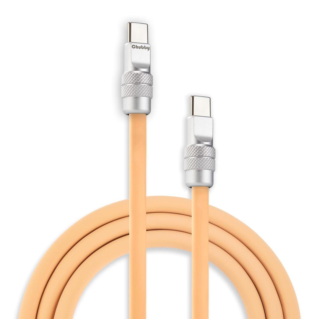 chubbycable Chubby 2.0 USB C 240W Fast Charging Cable Silicone Soft Durable USB C Cable Extra Thick Charger Cord Compatible with iPhone 17-15 Series iPad, Desert, Type-C to Type-C, 13.1FT