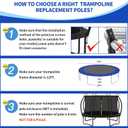 x2 12Ft 8 Pcs Trampoline Curved Poles Replacement with Enclosure Net, Trampoline Curved Pole, Plastic T Connector, Fiberglass Rods, Mounting Hardware, Foam Covers