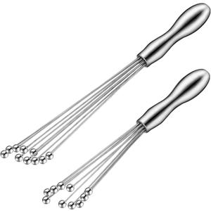 2 Pieces Stainless Steel Mini Ball Whisk 10-Inch and 12-Inch, Egg Beater Manual Mixer Whisk for Sauces Cream Cooking Blender