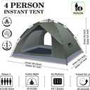 Happy Travel 3-4 Person Camping Tent, Instant Easy Pop Up Tents for Camping,Automatic Waterproof Family Camping Tent, Easy Set Up Tent,Portable Windproof Dome Tent for Camping Hiking & Traveling