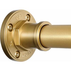 BRIOFOX Industrial Shower Curtain Rod - 2-in-1 Design Tension Curtain Rod - Rustproof Non-Slip 43 to 72 Inch Metal Steel, Frosted Gold Painted Window Curtain Rod