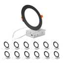 ZYC Recessed Lighting 6 Inch  12W UltraThin LED Ceiling Lights,27005000K Selectable,5CCT Canless Wafer Downlight,1100LM Hight Brightness,Dimmable Can Light,Pack of 12 Black.