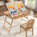 27.5" H Folding Puzzle Table with Drawers for 1500 Piece, 34" x 26" Jigsaw Puzzle Board with 4 Adjustable Tilting Angles, Portable Puzzle Table with Protective Cover for Adults