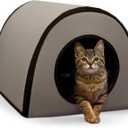 K&H Pet Products Thermo Mod Kitty Shelter Heated Outdoor Cat House for Outside Pets in Winter, Insulated, Waterproof, Heated Floor, Washable Cover, Safety Listed - Small 21 X 14 X 13in Gray 20W