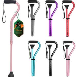 BeneCane Walking Cane for Men & Women Adjustable Cane with Offset Soft Cushioned Handle -Portable Lightweight Sturdy Mobility Walker Aid for Elderly, Seniors Collapsible Cane (Pink)