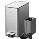 10L/2.6G Slim Bathroom Trash Can, Narrow Stainless Steel Soft-Close Step Pedal Bin with Lid, Odor Control Carbon Box, Removable Inner Bucket, Small Waste Bin for Bedroom, Office, RV (Silver)