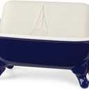 6.5" Ceramic Mini Decorative Clawfoot Bathtub Bar Soap Dish, Kitchen Sponge Holder and Shower Tray for Bathroom, 1 Pack(Navy Blue)
