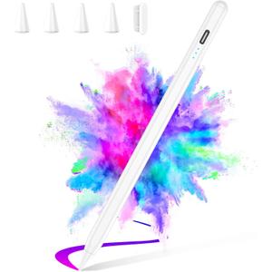Stylus Pen for iPad 2025-2018 Faster Charge Apple Pencil with Tilt Sensitivity & Palm Rejection & Magnetic Compatible iPad 11/10/9/8/7/6, Pad Air 3/4/5, Pro 12.9"/11", Mini 6/5, M2/M4 White