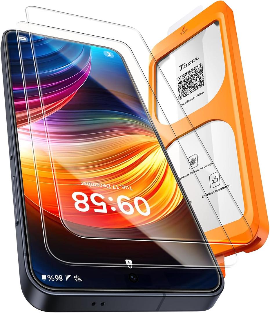 TOCOL for Samsung Galaxy S25 Screen Protector [9H Hardness] [Military Grade Shatterproof] HD Tempered Glass 2 Pack (Clear)