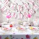 Teenyyou 148 Pcs Wildflower Party Decorations Flower Happy Birthday Baby Shower Banner Disposable Tablecloths Plates Cups Napkins Forks Spoons Floral Party Decor for Spring Birthday Decorations