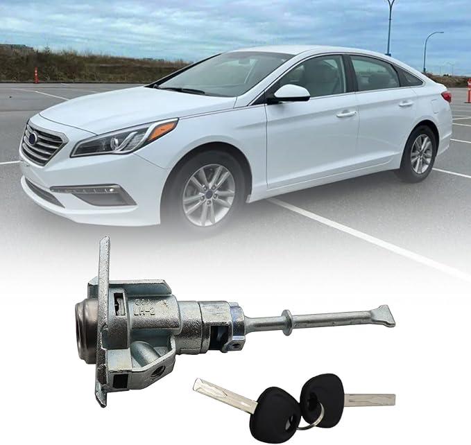 XQSMWF Door Lock Cylinder W/2 Keys Left Driver Compatible with Hyundai Sonata 20092014 Compatible with Sonata Hybrid 20112015 Silver # 819703SA00 819703SA00