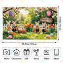 Happy Easter Backdrops Decorations, Spring Bunny Grassland Rustic Photography Banner Background, Jesus Easter Spring Eggs Banner Party Decorations Supplies 71 x 43 Inch