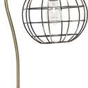 Elegant Designs LT1214-ABS 20" Arched Industrial Glow Caged Shade Table Lamp, for Living Room, Bedroom, Office, Antique Brass