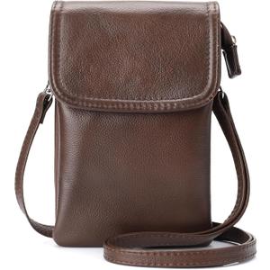 befen Genuine Leather Small Crossbody Bags for Women Cell Phone Bag Cross Body Purses,Silver Zipper