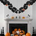 2X 6.6FT Black Maple Leaf Garland, Artificial Autumn Maple Leaf, Halloween Decoration Leaves Wall Decor for Fireplace Mantel, Stairs, Home Decor