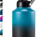 Insulated Gallon Jug, Large 128oz Stainless Steel Insulated Water Bottles with Handle, Leak proof, Double-Wall Vacuum Insulation for Construction Sites, Camping and Hiking, Blue&Black