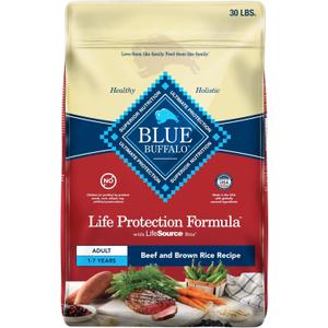 Blue Buffalo Life Protection Formula Adult Dry Dog Food, Helps Build and Maintain Strong Muscles, Made with Natural Ingredients, Beef & Brown Rice Recipe, 30-lb Bag
