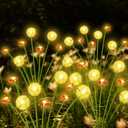 Solar Garden Lights Outdoor, 4 Pack 32 LED, Solar Swaying Dandelion Bee Lights Waterproof, Swaying Firefly Lights for Yard Pathway Lawn Patio Decorations, 2 modes (Steady on, Slow Twinkle), Warm White