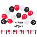300 Pack Red Black White Balloons 100 of each of the 3 colors 12 inch Red White Black Latex Party Balloon Bulk for Various Party Events Decorations