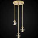 SUNMOO 3-Light Teardrop Crystal Pendant Light, Dimmable LED Crystal Globe Hanging Light Fixture, Modern Ceiling Pendant Lighting for Kitchen Island Dining Room Bedroom Bar 3000K 24W Brush Brass