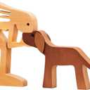 Pawfect House Wooden Sculpture - The Love Between You & Your Fur-Friend - Dog Loss Sympathy Gift - In Loving Memory Gifts Dog Passing Away Gifts - Cat Memorial Gifts - Wooden Pet Carvings (Woman With Dog)