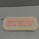 Sanwuta 4 Pcs Travel Organizer Bags Cute Face Tools Bag Cosmetic Bag Makeup Accessories Skincare Pouch Cute Toiletry for Women Travel Letter Portable Zipper Pouch Toiletry(Pink, Brown Series Color)