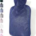 Qomfor Hot Water Bottle with Soft Cover - 1.8L Large - Classic Hot Water Bag for Pain Relief, Neck and Shoulders, Feet Warmer, Menstrual Cramps, Hot and Cold Therapy - Great Gift for Women - Lila