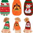 3 Pack Christmas Thanksgiving Dog Cat Sweaters Turkey Snowman Puppy Knitted Sweaters Turtleneck Knitwear for Small Dogs Cats,XL (Multi-colored)