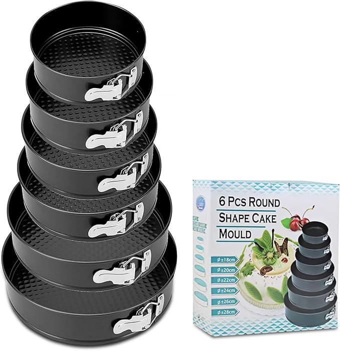 RHQQ Springform Cake Pan, Cake Pan with 6 Different Size (7,8,9,9.5,10.2,11inch), Cake Molds for Baking with Removable Bottom, NonStick Bakeware for Effortless Baking and Easy Release