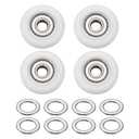 PATIKIL 8x35x9mm Ball Bearing Guide Pulley Roller Kit, 4Pcs Nylon Round Wheel Double Metal Sealed Roller Idler Bearing Pulley with 8Pcs Gaskets for Door Furniture Gym Accessories, White
