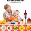 KOIOS 5-in-1 Hand Immersion Blender, 1000W 12 Speed Handheld Blender Stick with Copper Motor Stainless Steel Blade, 600ml Mixing Beaker,500ml Food Processor, Whisk, Milk Frother, Non-BPA, Red