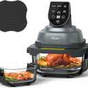 5-in-1 Portable Glass Air Fryer, 4QT & 6-Cup Glass Containers with Lids, Silicone Mat, Dishwasher/Freezer Safe for Single Servings, Family Meals